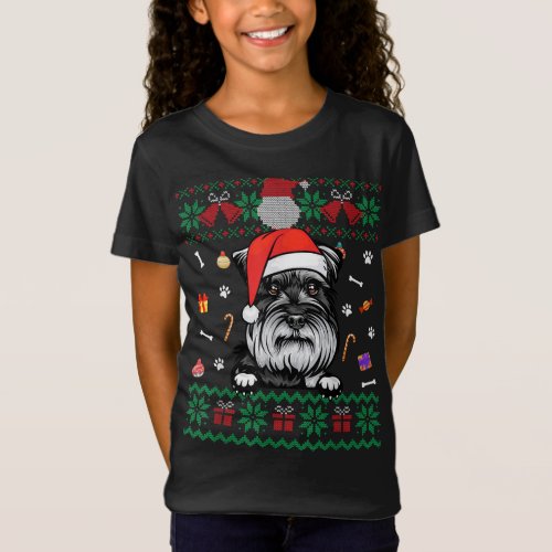 Cute Schnauzer Dog Ugly Christmas Sweater Santa Ha