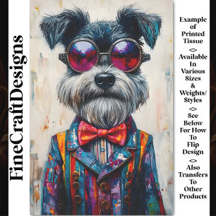 Cute Schnauzer Dog, Vivid Colorful CD1 Decoupage Tissue Paper