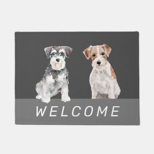Cute Schnauzer dogs watercolors Doormat