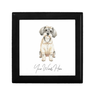 Cute schnauzer long eared dog gift box