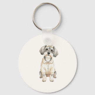Cute schnauzer long eared dog keychain
