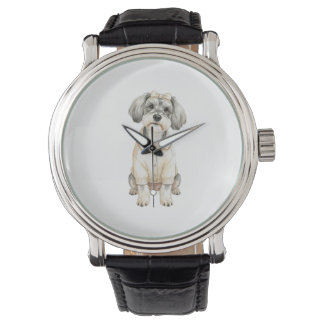 Cute schnauzer long eared dog watch