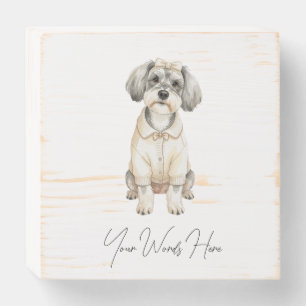 Cute schnauzer long eared dog wooden box sign