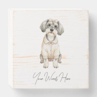 Cute schnauzer long eared dog wooden box sign