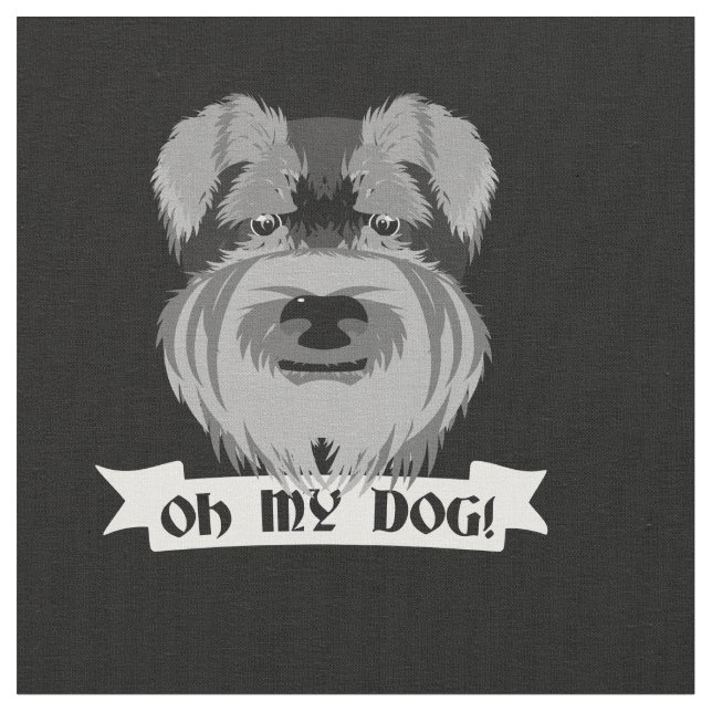 Cute Schnauzer Oh My Dog Fabric (Close Up)