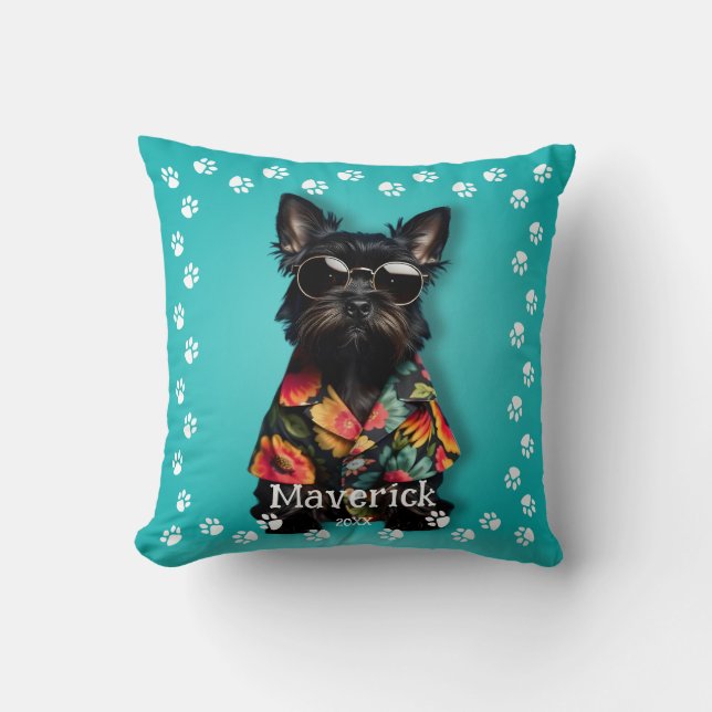 Cute Schnauzer Pet Throw Pillow (Front)