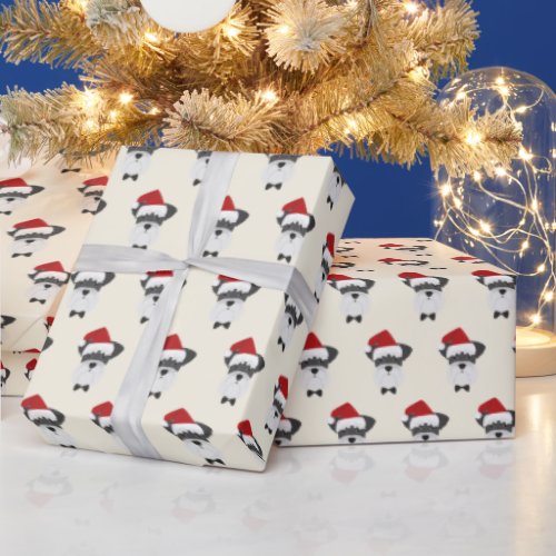 Cute Schnauzer with a Santa Hat Pattern Christmas Wrapping Paper