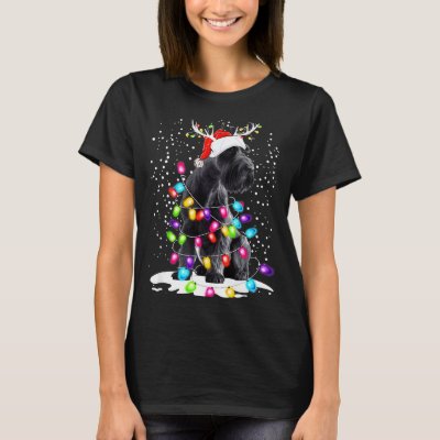 Cute Schnauzer With Christmas Lights  T-Shirt