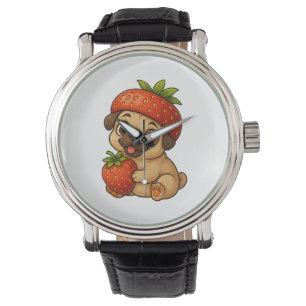 Cute Schnauzer With Pink Bow Surrounded by Hearts Watch