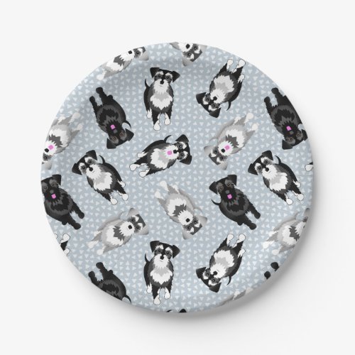 Cute schnauzers blue party cake paper plates