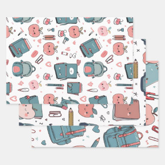 Cute Scholastic Paper, Back to School Wrapping Paper Sheets