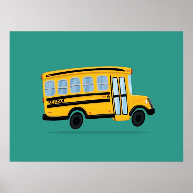 Cute School Bus Art Poster (Front)