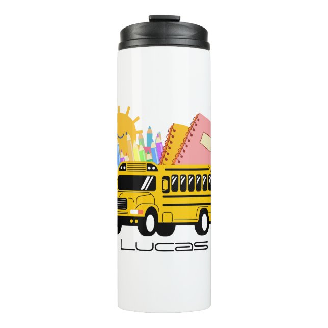 Cute School bus back to school Personalized name   Thermal Tumbler (Front)