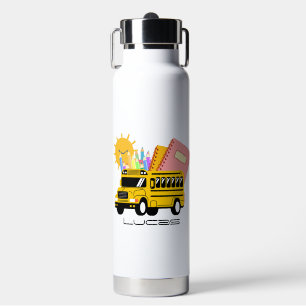 Cute School bus back to school Personalized name Water Bottle