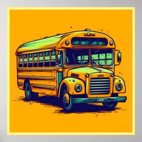 Cute School Bus  Poster