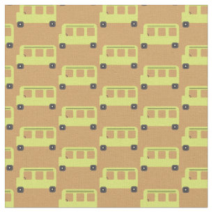 Cute School Bus Yellow Black Orange Education Fabric