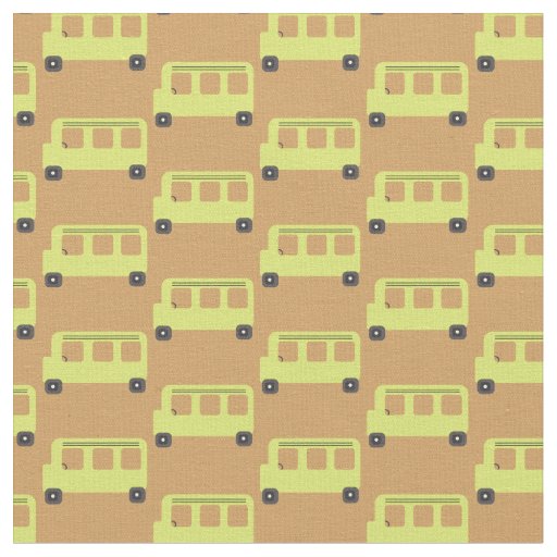Cute School Bus Yellow Black Orange Education  Fabric