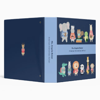Cute School Characters School 3 Ring Binder