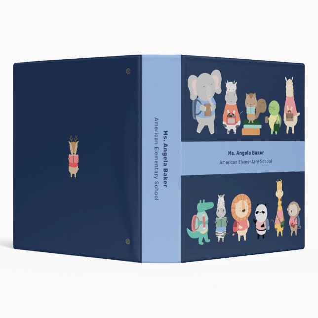 Cute School Characters School 3 Ring Binder (Background)