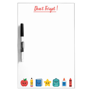 Cute School Icons "Don't Forget!" Personalized Dry Erase Board