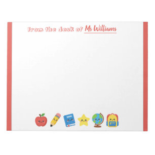 Cute School Icons Personalized Teacher Notepad