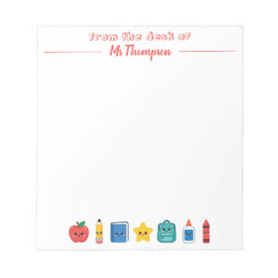 Cute School Icons Personalized Teacher Notepad