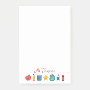 Cute School Icons Personalized Teacher Post-it Notes