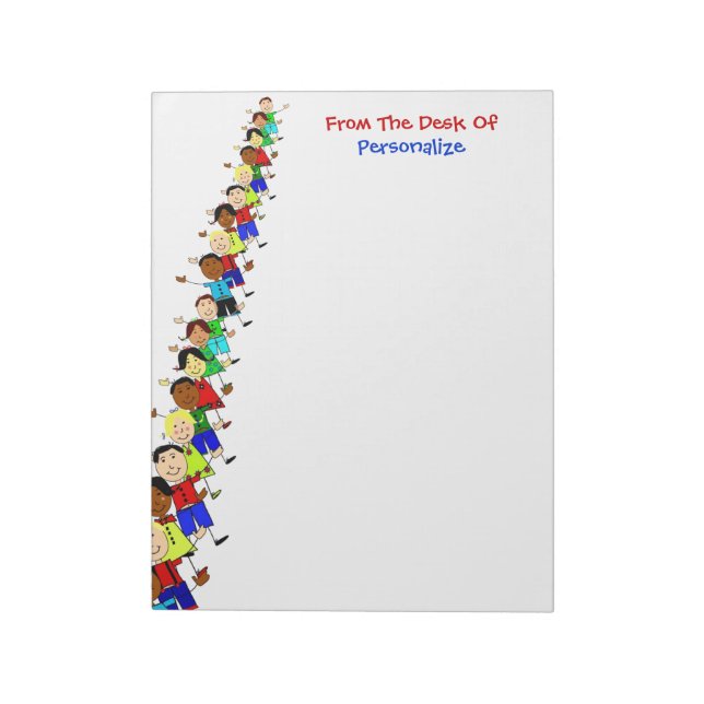 Cute School Kids Illustration For Teachers Notepad (Rotated)