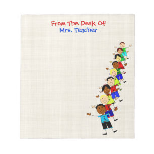 Cute School Kids Illustration For Teachers Notepad