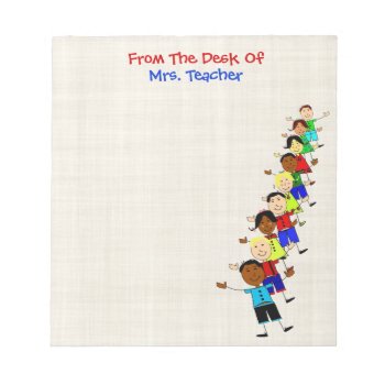 Cute School Kids Illustration For Teachers Notepad by mvdesigns at Zazzle