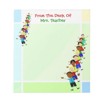 Cute School Kids Illustration For Teachers Notepad by mvdesigns at Zazzle