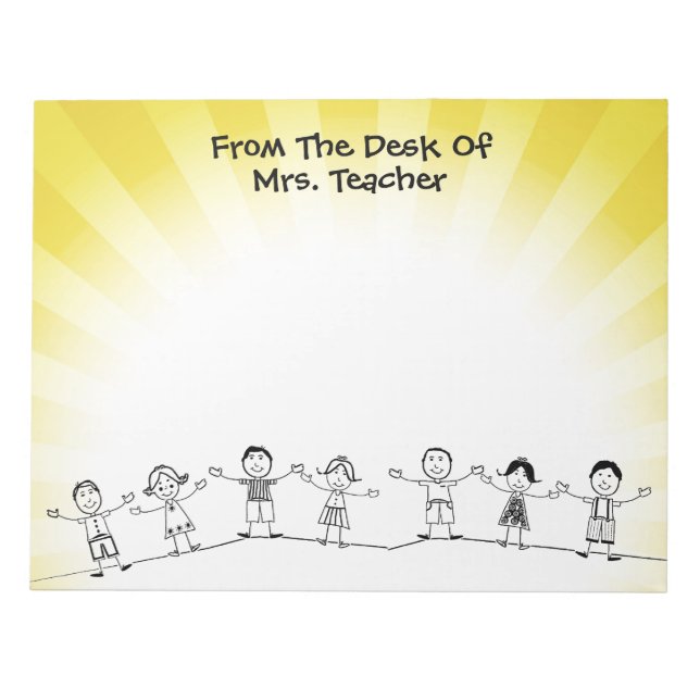 Cute School Kids Teacher Notepad (Front)