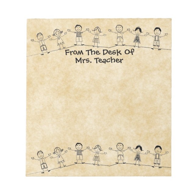 Cute School Kids Teacher Notepad (Front)