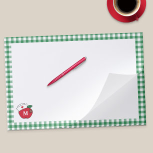 Cute School Nurse Apple Monogram Brown Plaster Paper Pad