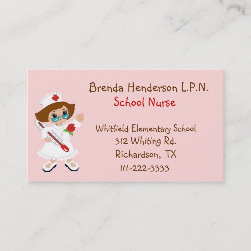Cute School Nurse Business Card