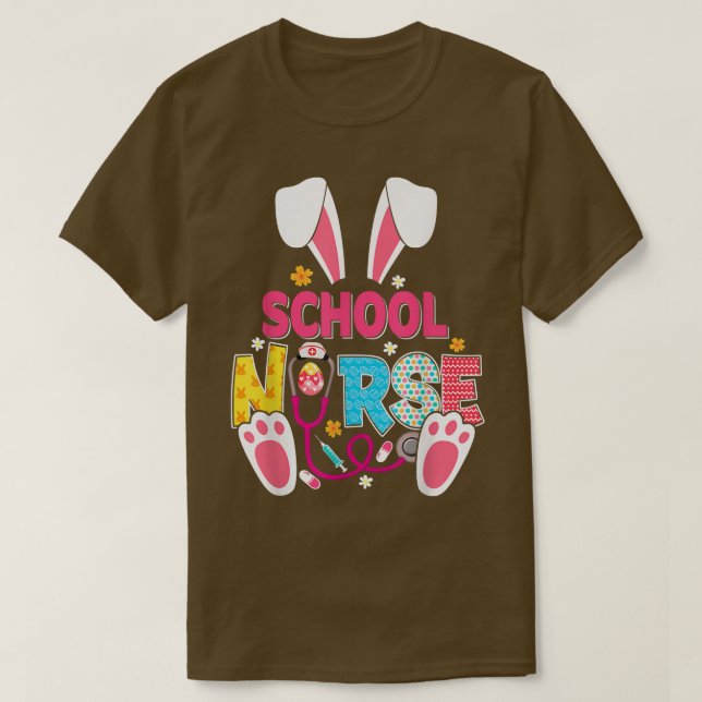 Cute School Nurse Funny Bunnies Easter RN Cute Rab T-Shirt (Design Front)