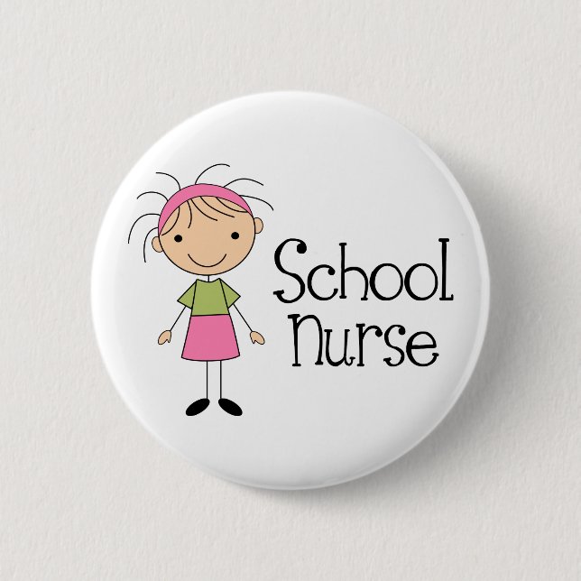 Cute School Nurse Pinback Button (Front)