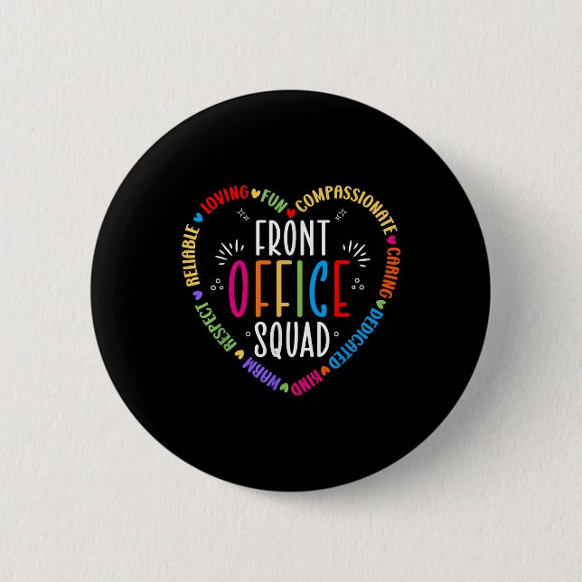 Cute School Secretary Admin Appreciation Front Off Button (Front)