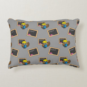 Cute School Student Owl Cartoon Accent Pillow