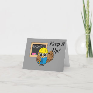 Cute School Student Owl Cartoon Add Text Holiday Card