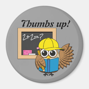 Cute School Student Owl Cartoon Add Text Magnet