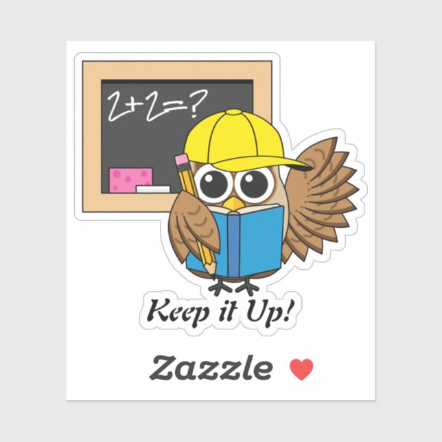 Cute School Student Owl Cartoon | Add Text Sticker (Sheet)