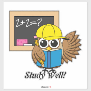 Cute School Student Owl Cartoon   Add Text Sticker