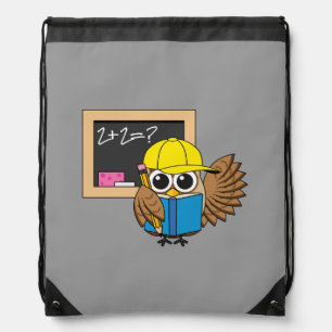 Cute School Student Owl Cartoon Drawstring Bag