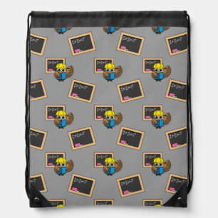 Cute School Student Owl Cartoon Drawstring Bag