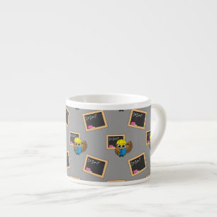 Cute School Student Owl Cartoon Espresso Cup
