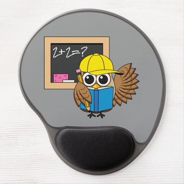 Cute School Student Owl Cartoon Gel Mouse Pad (Front)