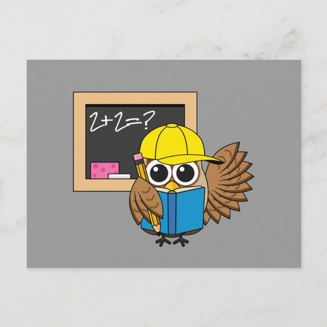 Cute School Student Owl Cartoon Holiday Postcard (Front)
