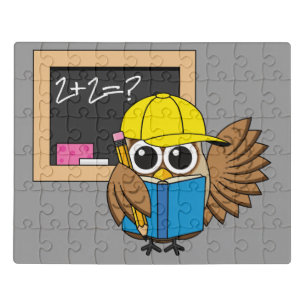 Cute School Student Owl Cartoon Jigsaw Puzzle