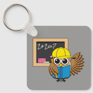 Cute School Student Owl Cartoon Keychain